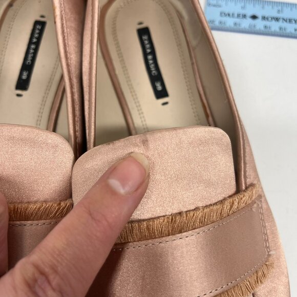 Zara Blush Pink Satin Fringed Flat Loafer Size 8 US / 39 EU - Picture 7 of 7